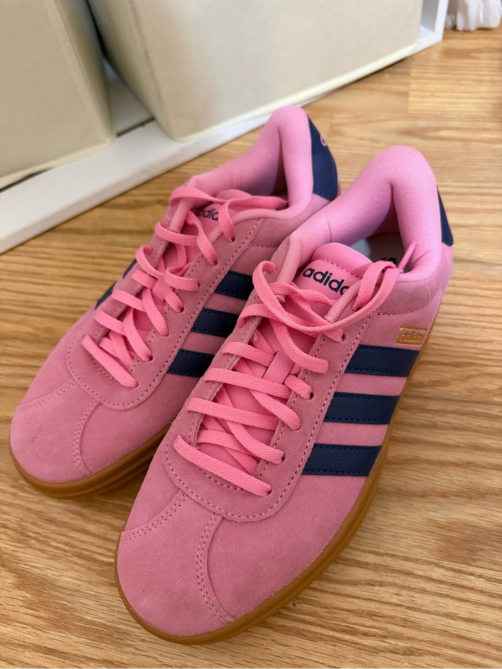 adidas Pink and Navy Women's Suede Sneakers